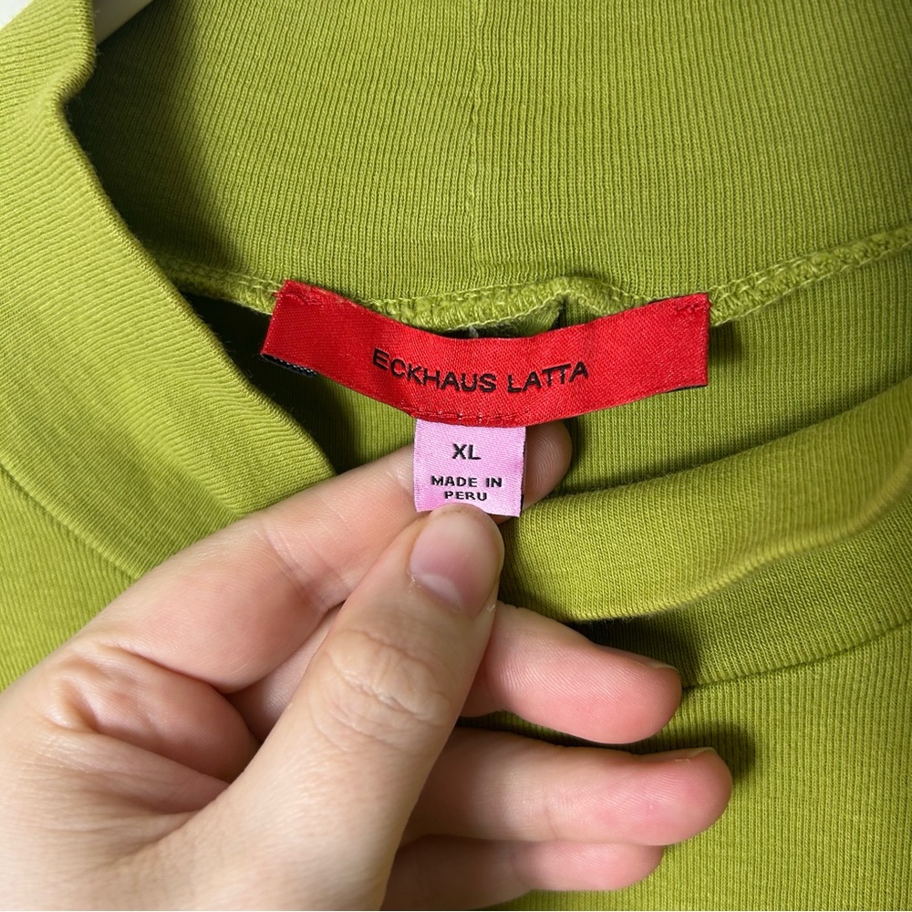 Eckhaus Latta green lapped baby turtleneck long sleeve top XL - Picture 7 of 8